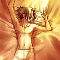 Half-naked Sasuke Uchiha sleeping in his bed